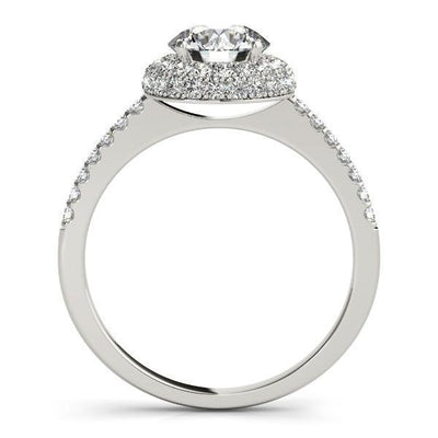 Cassidy Round Moissanite Double Diamond Halo Half Dome Basket Engagement Ring-Custom-Made Jewelry-Fire & Brilliance ®