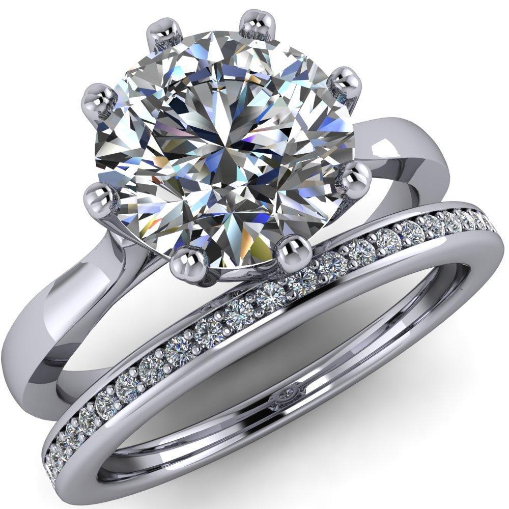 Castusse Round Moissanite Cathedral 8 Prong Engagement Ring-Custom-Made Jewelry-Fire & Brilliance ®