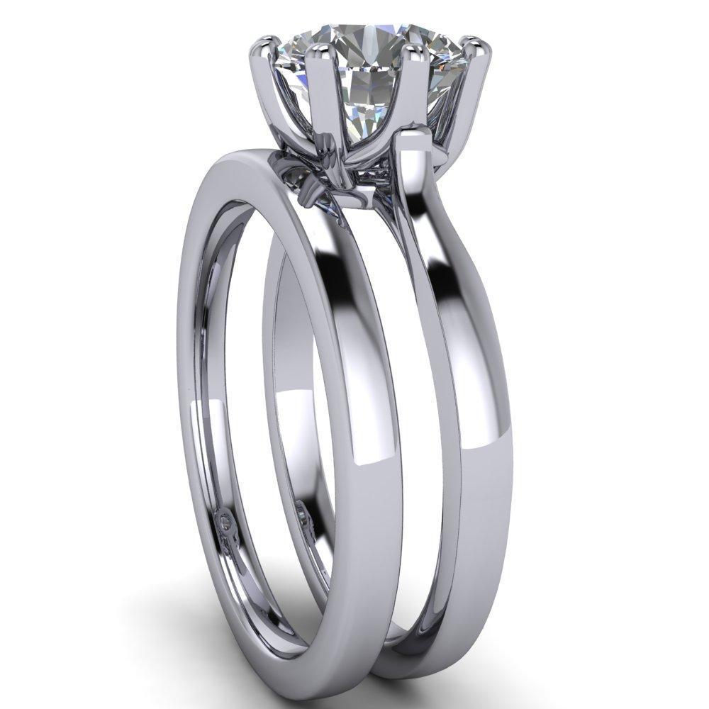 Castusse Round Moissanite Cathedral 8 Prong Engagement Ring-Custom-Made Jewelry-Fire & Brilliance ®