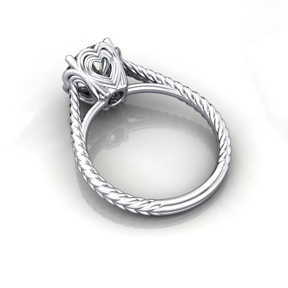 Celeste Round Moissanite Triple Heart Love Quad Basket Rope Ring-Custom-Made Jewelry-Fire & Brilliance ®