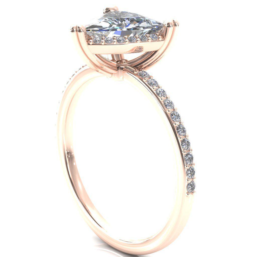 Chantal Trillion Moissanite 3 Cute Leaf Prongs Halo Diamond Shank Ring-Custom-Made Jewelry-Fire & Brilliance ®