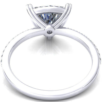 Chantal Trillion Moissanite 3 Cute Leaf Prongs Halo Diamond Shank Ring-Custom-Made Jewelry-Fire & Brilliance ®