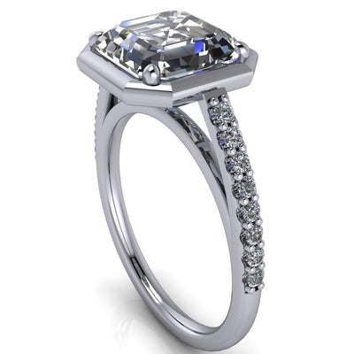 Chantel Asscher Moissanite 4 Prong Illusion Setting Engagement Ring-Custom-Made Jewelry-Fire & Brilliance ®