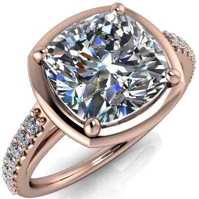 Chantel Cushion Moissanite 4 Prong Illusion Setting Engagement Ring-Custom-Made Jewelry-Fire & Brilliance ®
