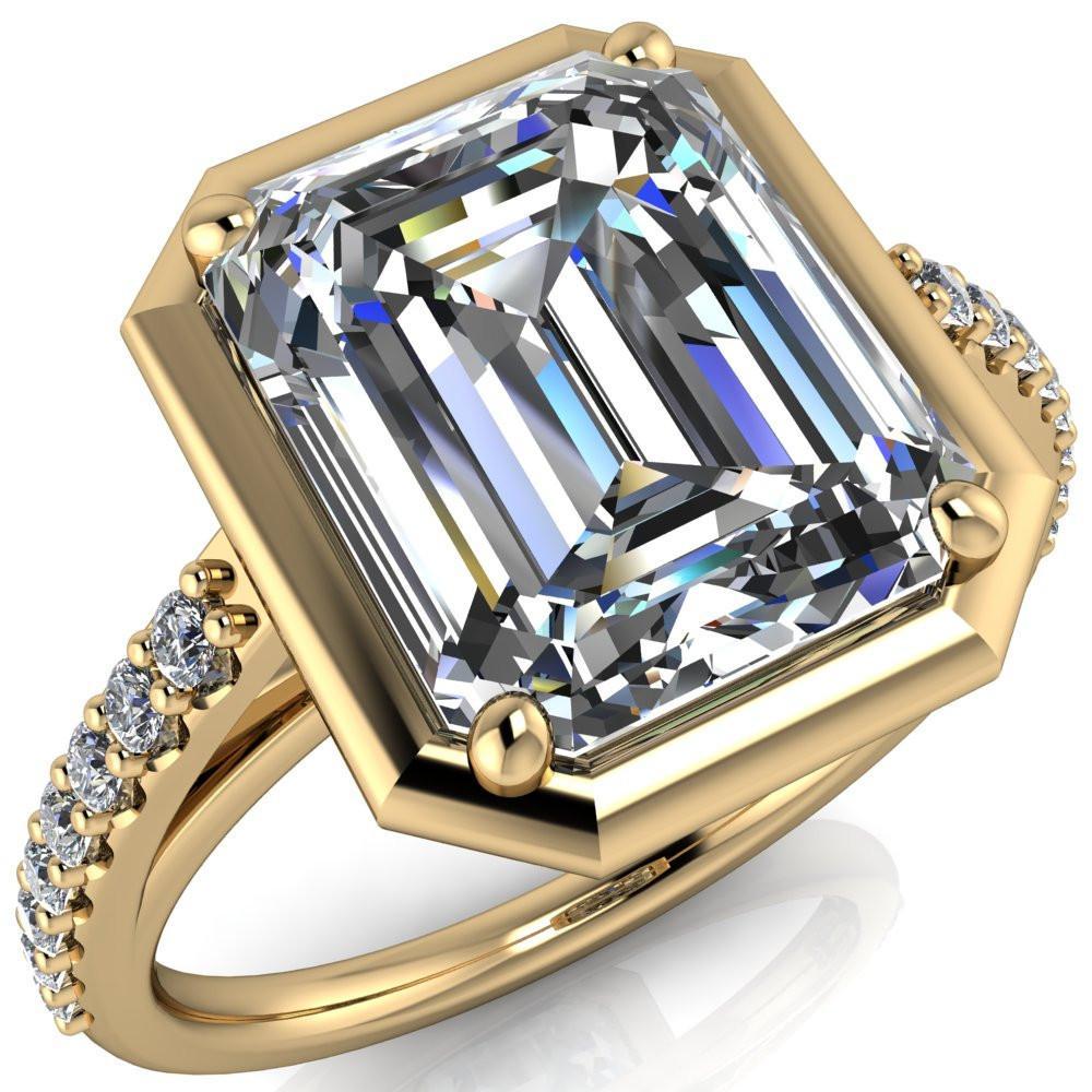 Chantel Emerald Moissanite 4 Prong Illusion Setting Engagement Ring-Custom-Made Jewelry-Fire & Brilliance ®