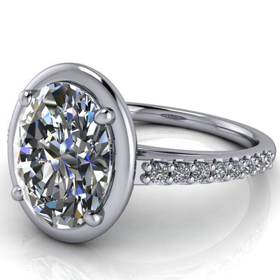 Chantel Oval Moissanite 4 Prong Illusion Setting Engagement Ring-Custom-Made Jewelry-Fire & Brilliance ®