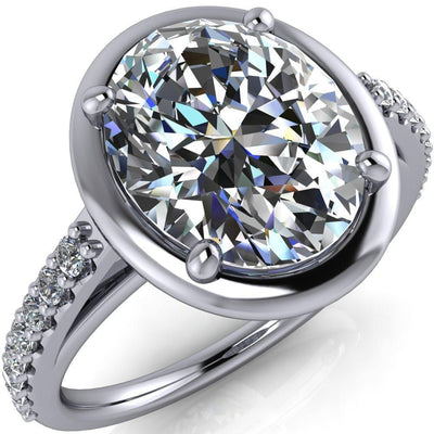Chantel Oval Moissanite 4 Prong Illusion Setting Engagement Ring-Custom-Made Jewelry-Fire & Brilliance ®