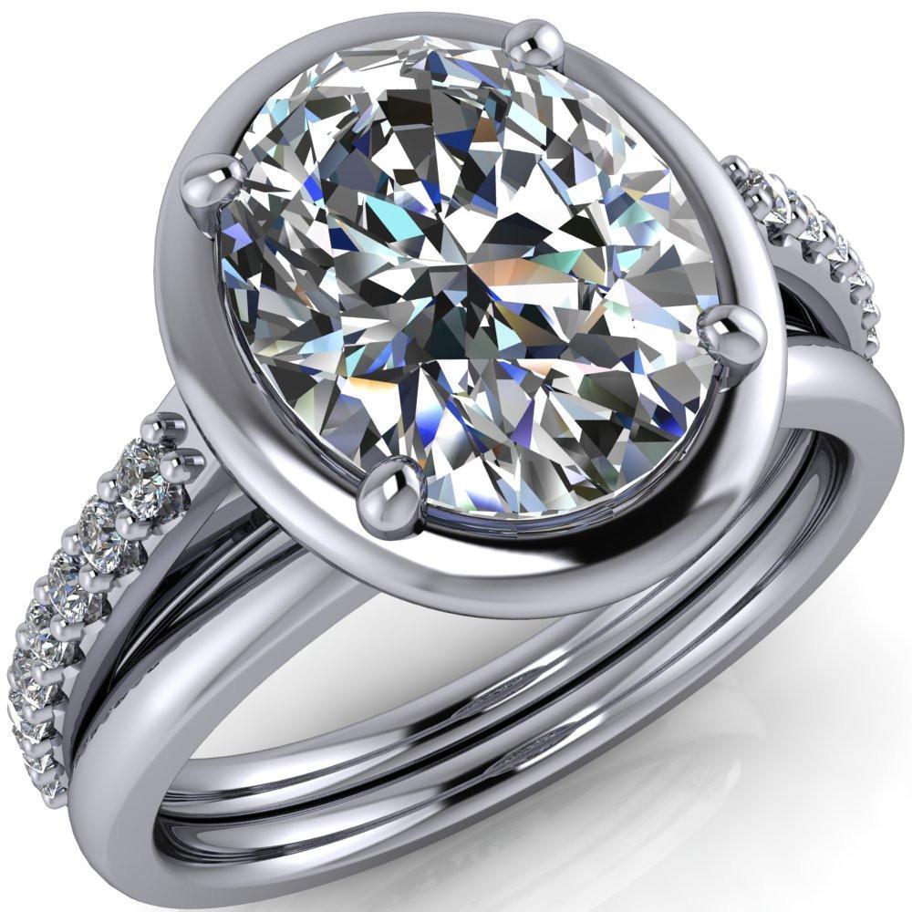 Chantel Oval Moissanite 4 Prong Illusion Setting Engagement Ring-Custom-Made Jewelry-Fire & Brilliance ®