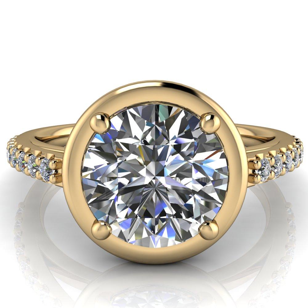 Chantel Round Moissanite 4 Prong Illusion Setting Engagement Ring-Custom-Made Jewelry-Fire & Brilliance ®