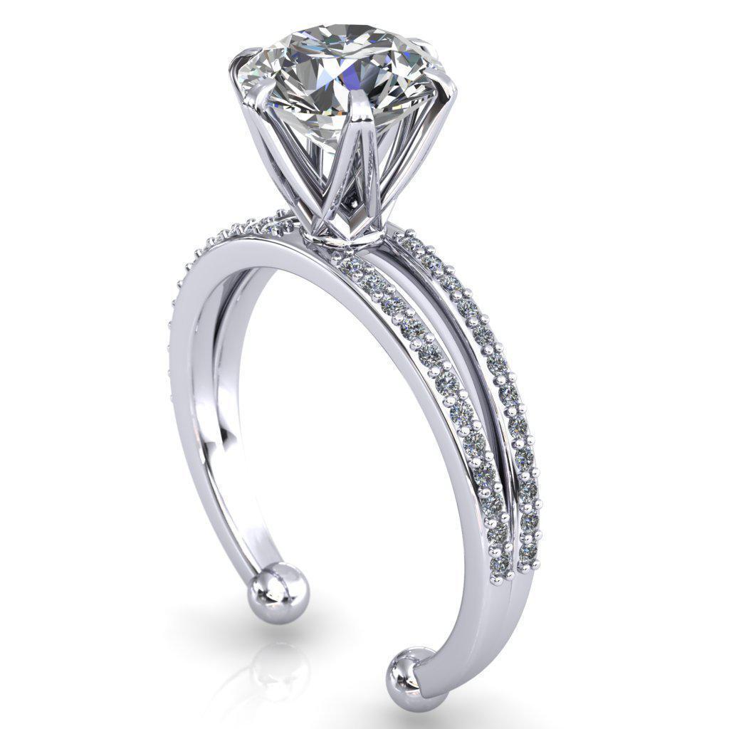 Charlize Round Moissanite 6 Prong End Cuff Split Band Engagement Ring-Custom-Made Jewelry-Fire & Brilliance ®