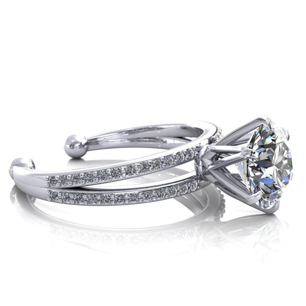 Charlize Round Moissanite 6 Prong End Cuff Split Band Engagement Ring-Custom-Made Jewelry-Fire & Brilliance ®