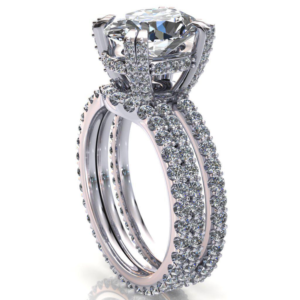 Double Feature Rings Charming Oval Center Stone Double Band Double Prong Engagement Ring ...