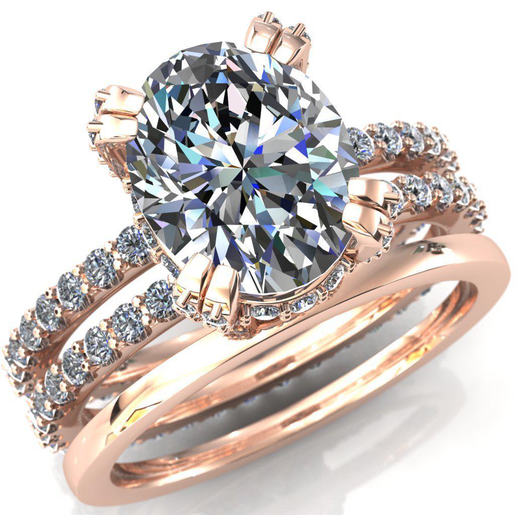 Charming Oval Moissanite Double Band Double Prong Engagement Ring-Custom-Made Jewelry-Fire & Brilliance ®