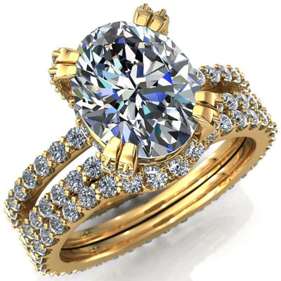 Charming Oval Moissanite Double Band Double Prong Engagement Ring-Custom-Made Jewelry-Fire & Brilliance ®