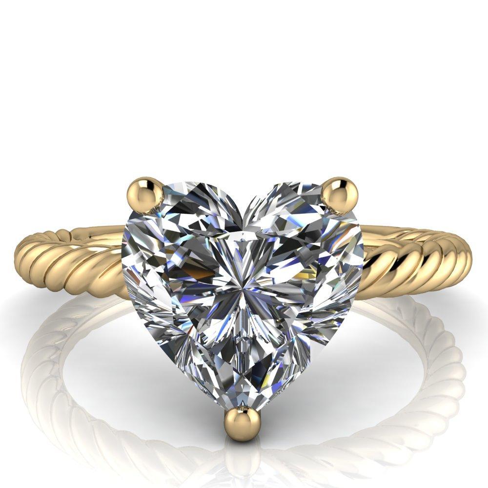 Chaya Heart Moissanite High Set 4 Prong Elegant Rope Ring-Custom-Made Jewelry-Fire & Brilliance ®