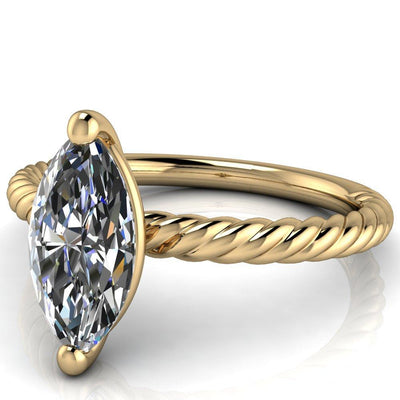 Chaya Marquise Moissanite High Set 4 Prong Elegant Rope Ring-Custom-Made Jewelry-Fire & Brilliance ®