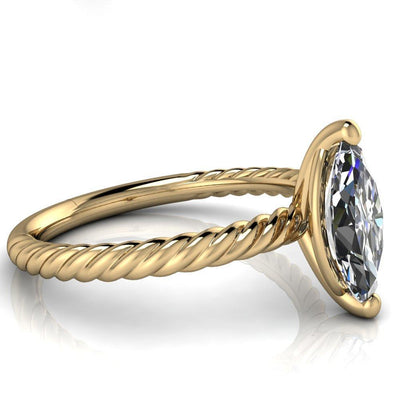 Chaya Marquise Moissanite High Set 4 Prong Elegant Rope Ring-Custom-Made Jewelry-Fire & Brilliance ®