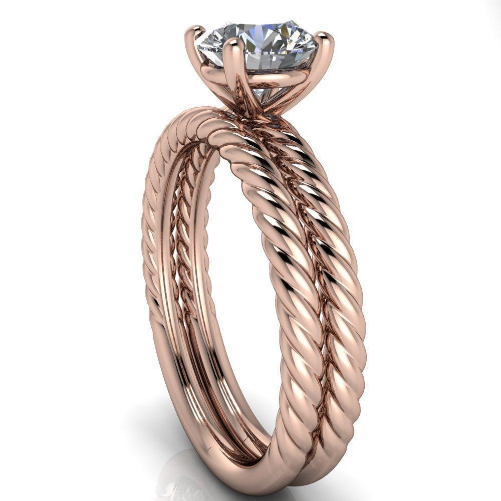 Chaya Round Moissanite High Set 4 Prong Elegant Rope Ring-Custom-Made Jewelry-Fire & Brilliance ®