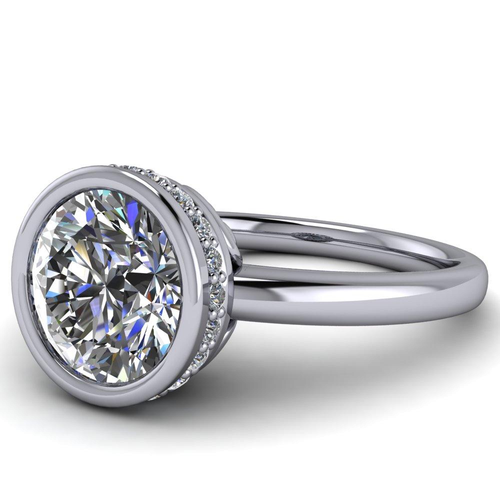 Cheryl Round Moissanite Accent Bezel Ring-Custom-Made Jewelry-Fire & Brilliance ®