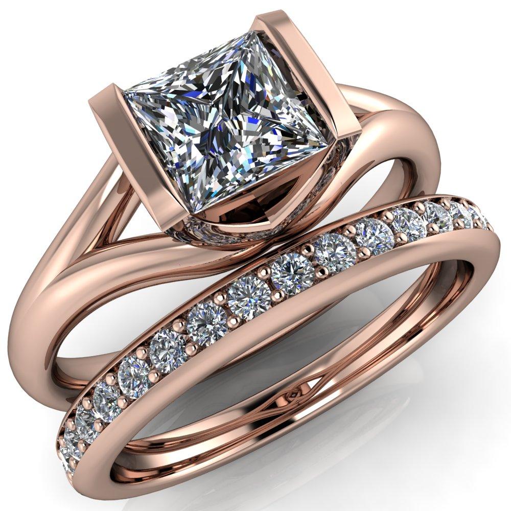 Cheshire Princess/Square Split Shank Half Bezel Engagement Ring-Custom-Made Jewelry-Fire & Brilliance ®