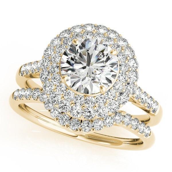 Cindy Round Center Stone Halo Cathedral Engagement Ring – FIRE & BRILLIANCE