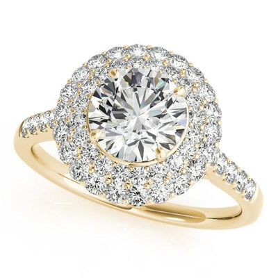Cindy Round Moissanite Halo Cathedral Engagement Ring-Custom-Made Jewelry-Fire & Brilliance ®