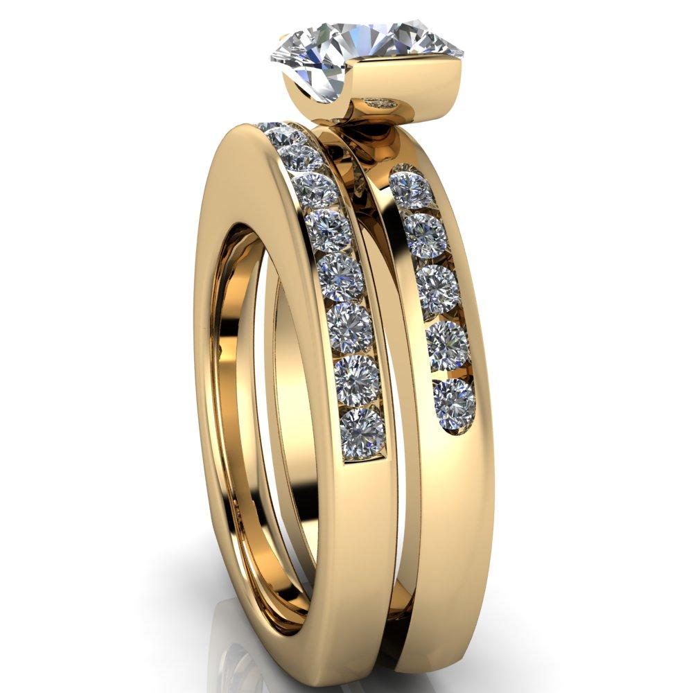 Claire Round Moissanite Half Bezel Channel Diamond Set Ring-Custom-Made Jewelry-Fire & Brilliance ®