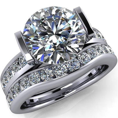 Claire Round Moissanite Half Bezel Channel Diamond Set Ring-Custom-Made Jewelry-Fire & Brilliance ®