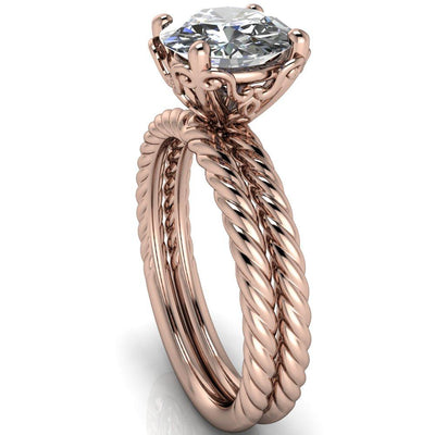 Clara Round Moissanite Rope and Filigree Design Ring-Custom-Made Jewelry-Fire & Brilliance ®