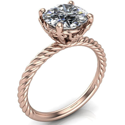 Clara Round Moissanite Rope and Filigree Design Ring-Custom-Made Jewelry-Fire & Brilliance ®