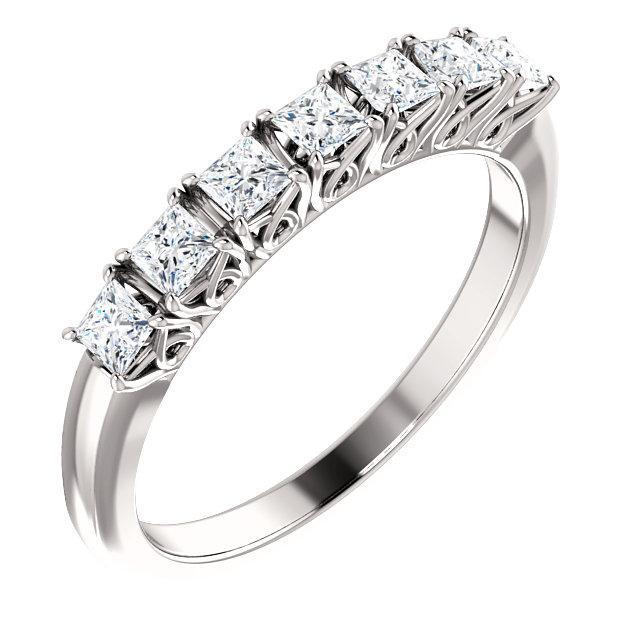 Clover Princess Moissanite Design Basket Anniversary Band-Wedding and Anniversary Bands-Fire & Brilliance ®