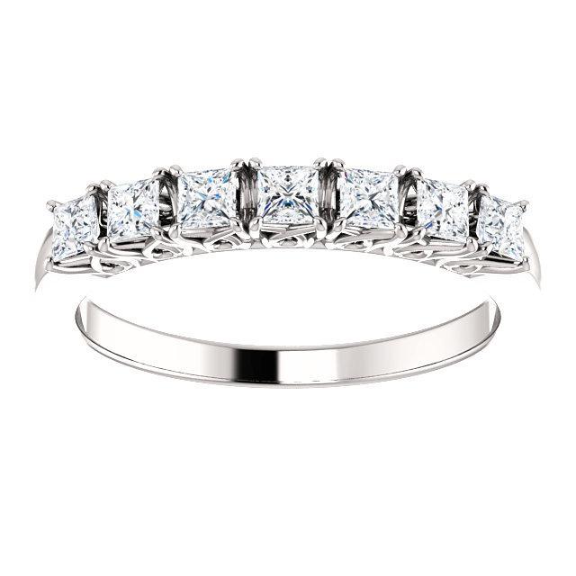 Clover Princess Moissanite Design Basket Anniversary Band-Wedding and Anniversary Bands-Fire & Brilliance ®