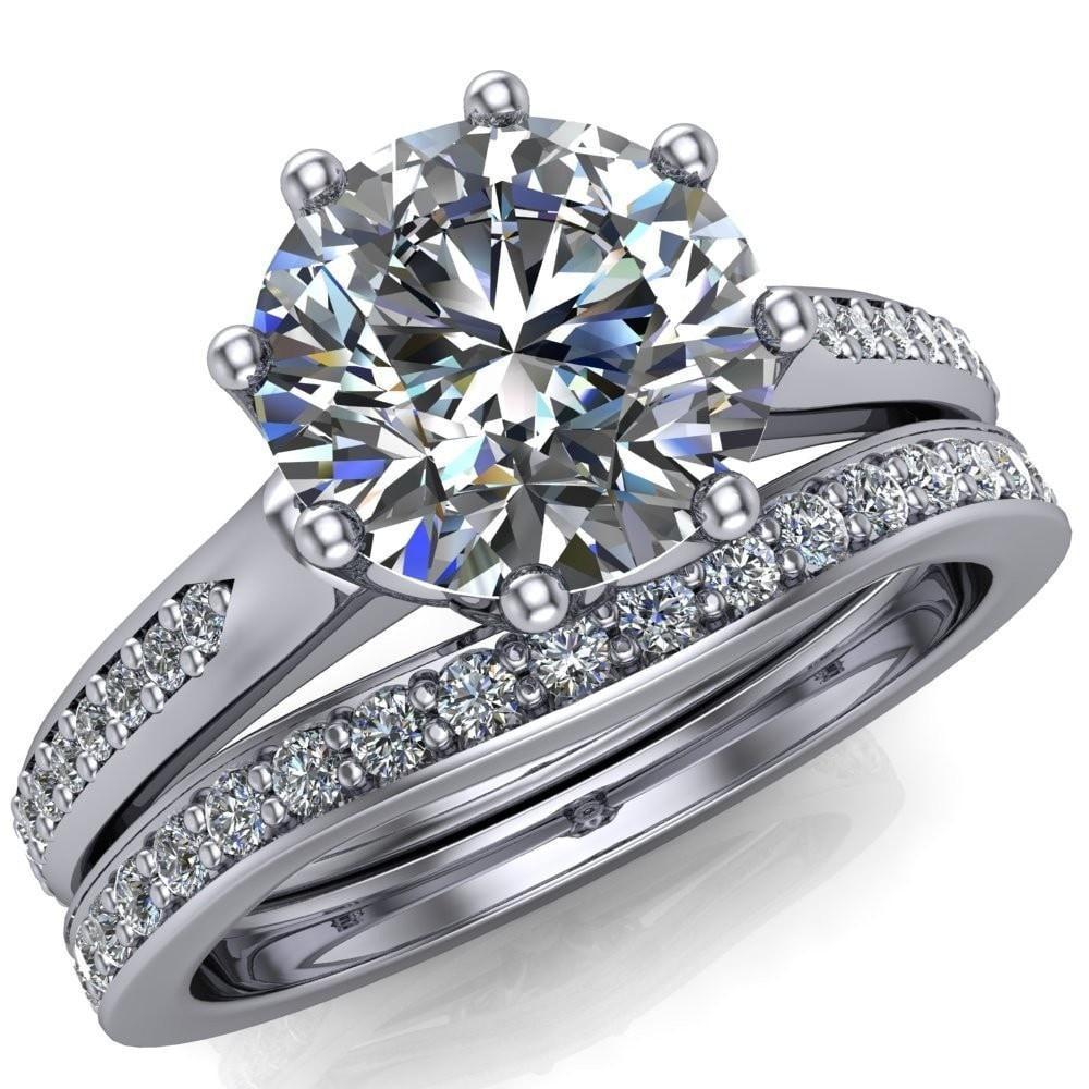 Coffey Round Moissanite 8 Prong Diamond Channel Engagement Ring-Custom-Made Jewelry-Fire & Brilliance ®