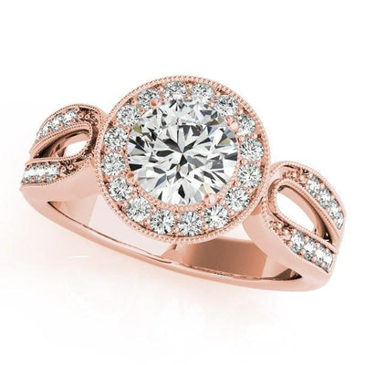 Colleen Round Moissanite Milgrain Split Shank Halo Engagement Ring-Custom-Made Jewelry-Fire & Brilliance ®