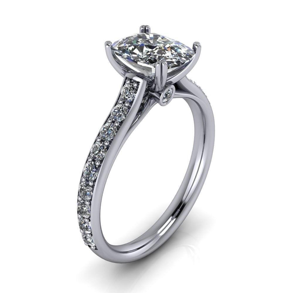 Constantina Cushion Moissanite 4 Prong Diamond Channel Engagement Ring-Custom-Made Jewelry-Fire & Brilliance ®
