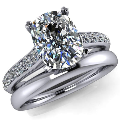 Constantina Cushion Moissanite 4 Prong Diamond Channel Engagement Ring-Custom-Made Jewelry-Fire & Brilliance ®