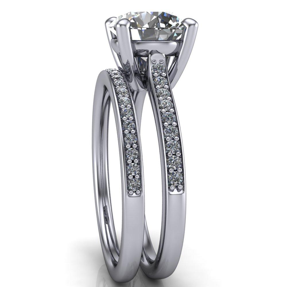 Cordelia Round Moissanite Exquisite 4 Prong Thin Diamond Row Sides Ring-Custom-Made Jewelry-Fire & Brilliance ®