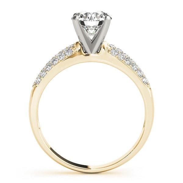 Corin Round Moissanite Triple Diamond Tapered Two-Tone Engagement Ring-Custom-Made Jewelry-Fire & Brilliance ®