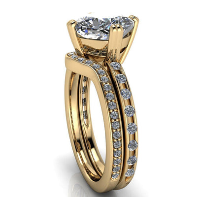 Cotillion Cushion Moissanite 4 Prong Under Bezel Ring-Custom-Made Jewelry-Fire & Brilliance ®