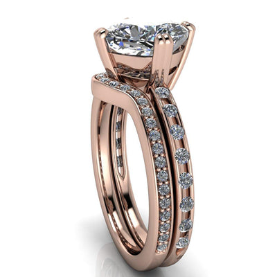 Cotillion Cushion Moissanite 4 Prong Under Bezel Ring-Custom-Made Jewelry-Fire & Brilliance ®