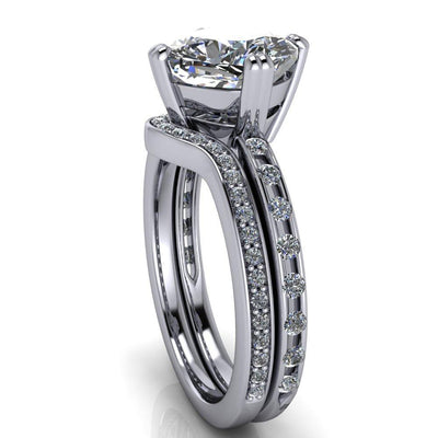 Cotillion Cushion Moissanite 4 Prong Under Bezel Ring-Custom-Made Jewelry-Fire & Brilliance ®