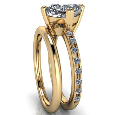 Cotillion Cushion Moissanite 4 Prong Under Bezel Ring-Custom-Made Jewelry-Fire & Brilliance ®