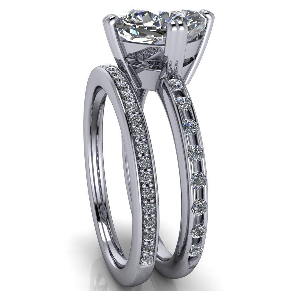 Cotillion Cushion Moissanite 4 Prong Under Bezel Ring-Custom-Made Jewelry-Fire & Brilliance ®