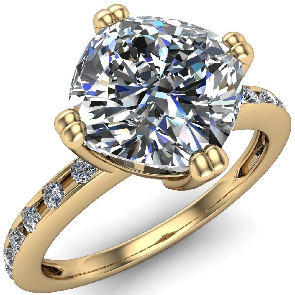 Cotillion Cushion Moissanite 4 Prong Under Bezel Ring-Custom-Made Jewelry-Fire & Brilliance ®