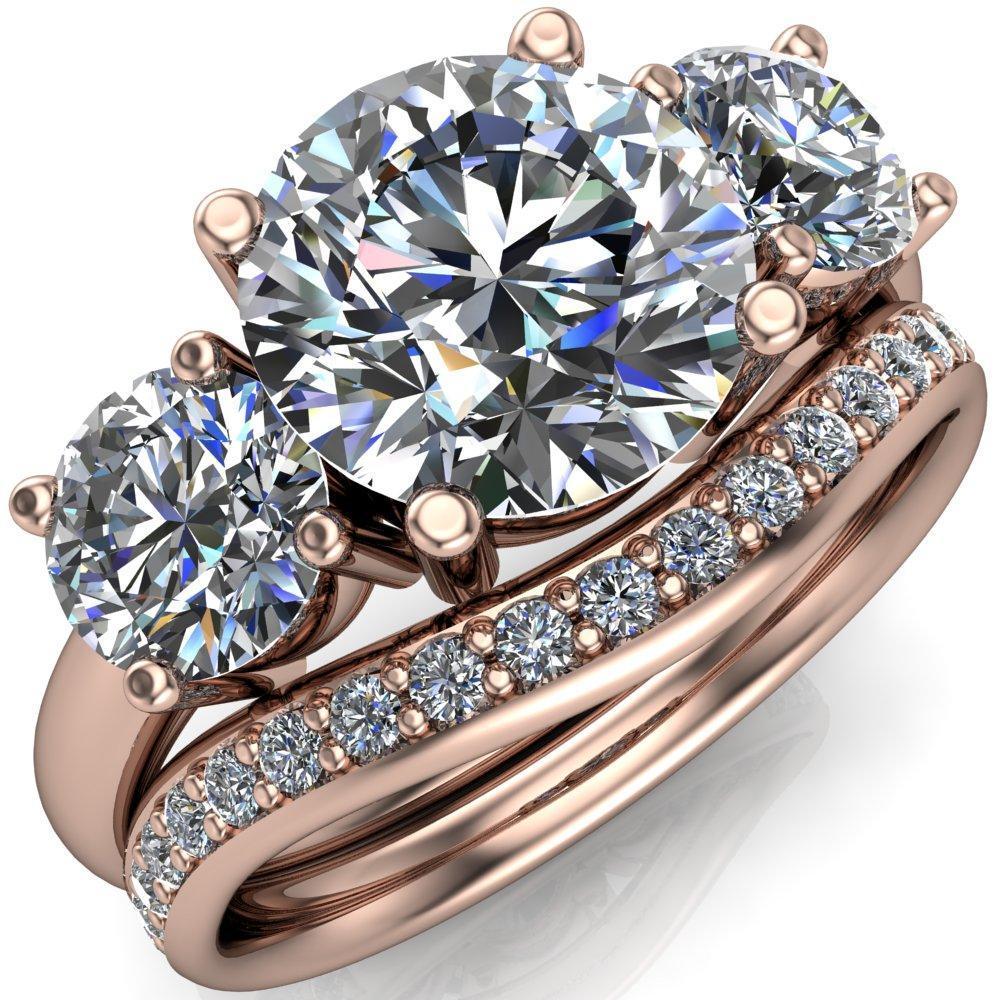 Courtney Round Moissanite Classic 3 Stone Engagement Ring-Custom-Made Jewelry-Fire & Brilliance ®
