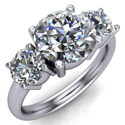 Courtney Round Center Stone Classic 3 Stone Engagement Ring – FIRE ...