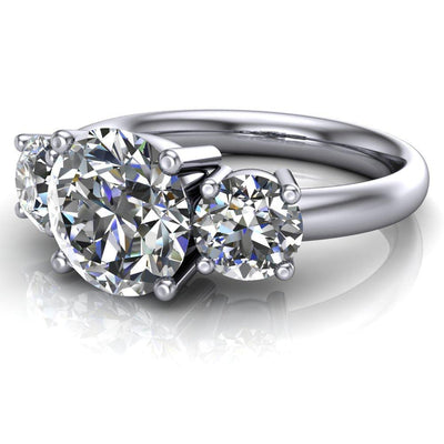 Courtney Round Moissanite Classic 3 Stone Engagement Ring-Custom-Made Jewelry-Fire & Brilliance ®