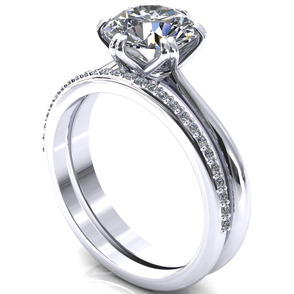 Crossing Fire Round Moissanite 6 Double Prong Engagement Ring-Custom-Made Jewelry-Fire & Brilliance ®