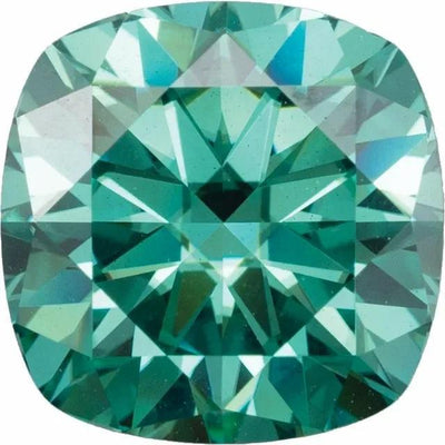 Cushion Diamond Faceted FAB Green Moissanite Loose Stone-FIRE & BRILLIANCE