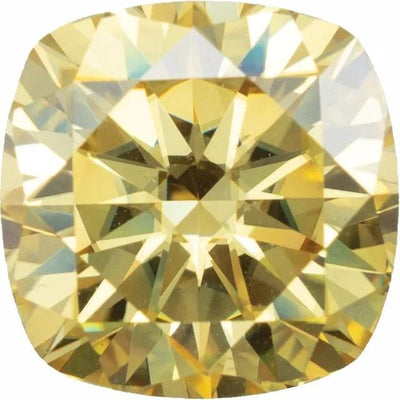Cushion Diamond Faceted FAB Yellow Moissanite Loose Stone-FIRE & BRILLIANCE